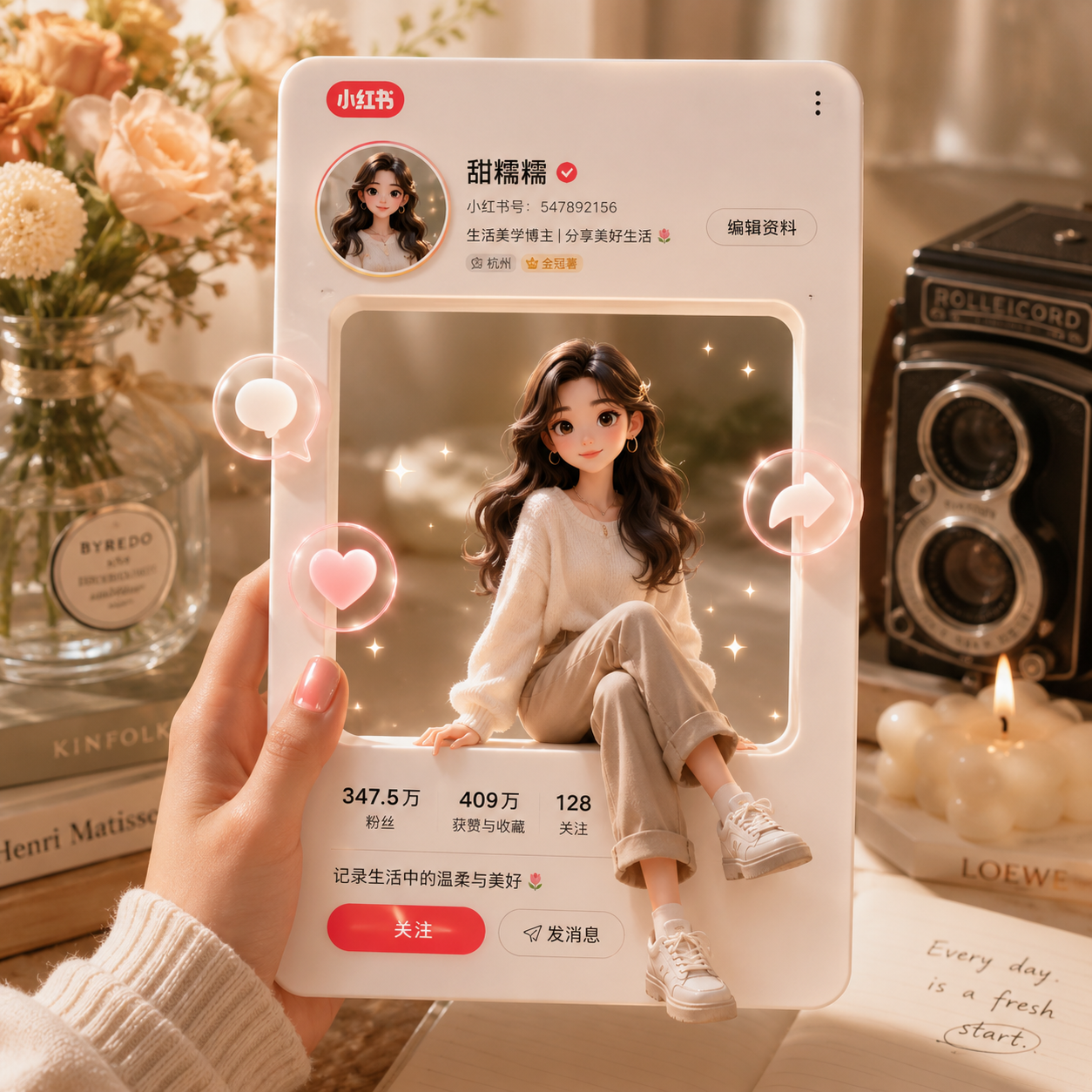3D 小红书资料卡风格图片生成示例